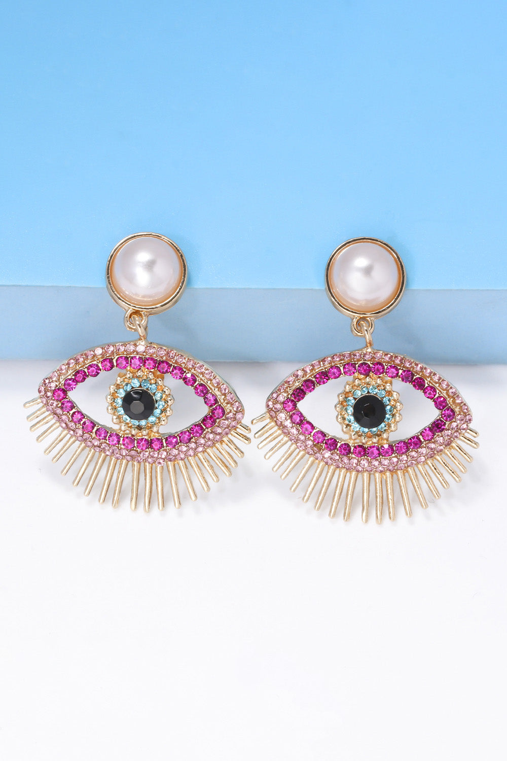 Evil Eye Shape Rhinestone Zinc Alloy Synthetic Dangle Earrings - Women’s Jewelry - Earrings - 2 - 2024