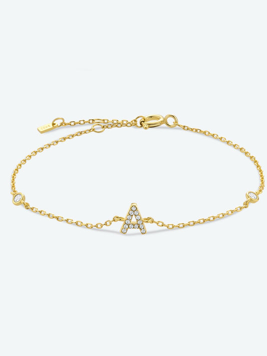 A To F Zircon 925 Sterling Silver Bracelet - A-Gold / One Size - Women’s Jewelry - Bracelets - 1 - 2024