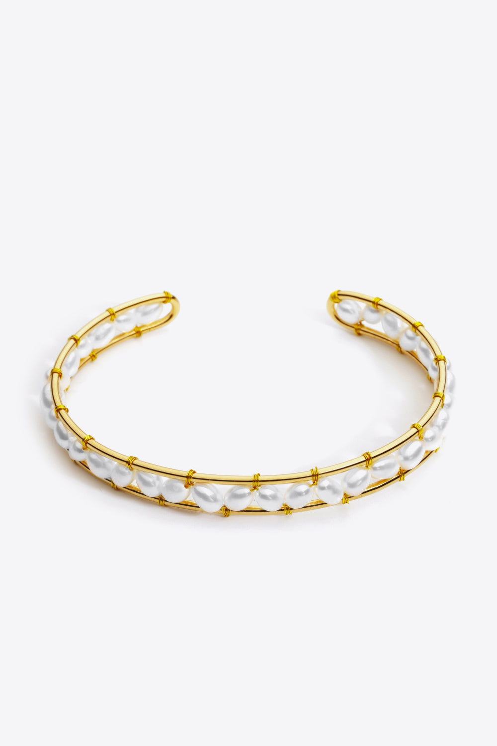 Freshwater Pearl Copper Open Bracelet - Gold / One Size - Women’s Jewelry - Bracelets - 2 - 2024