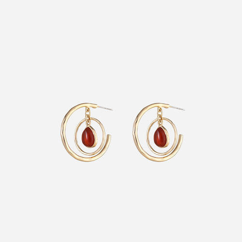 Geometric Teardrop Shape Alloy Earrings - Deep Red / One Size - Women’s Jewelry - Earrings - 1 - 2024