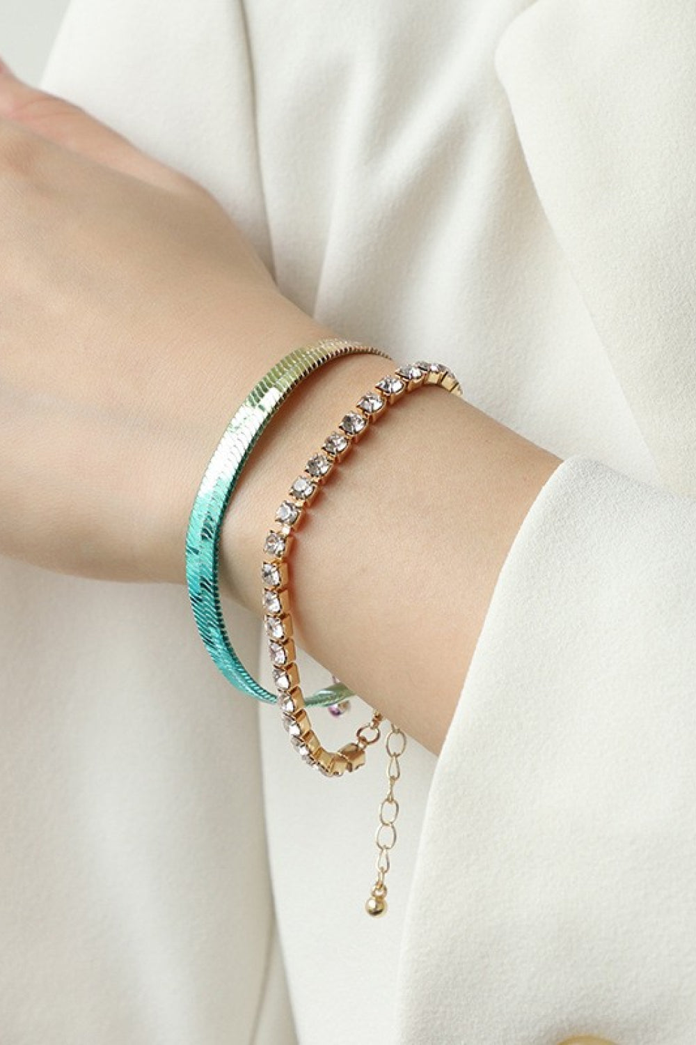 Gradient Herringbone Chain Two-Piece Bracelet Set - Gold / One Size - Women’s Jewelry - Bracelets - 2 - 2024