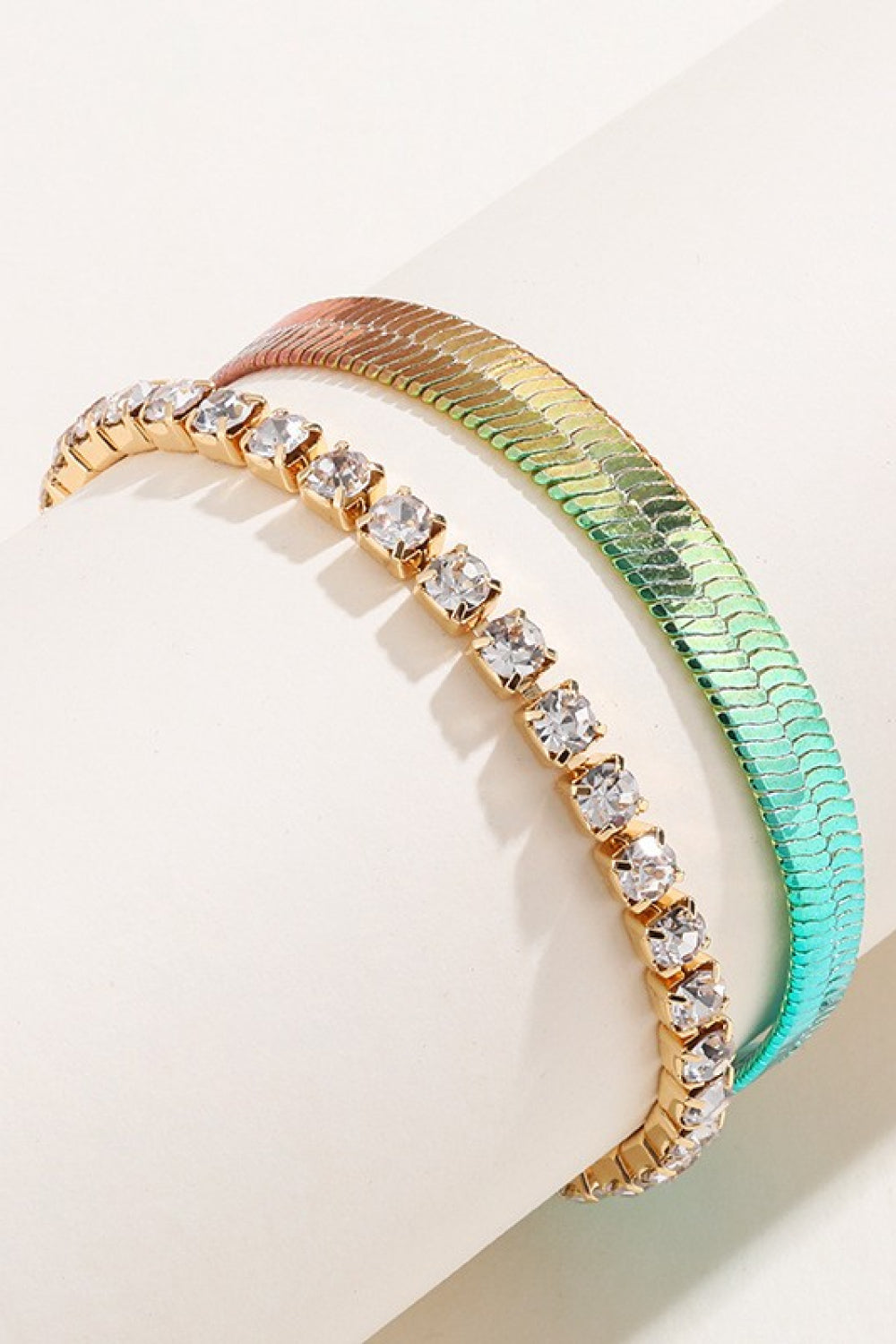 Gradient Herringbone Chain Two-Piece Bracelet Set - Gold / One Size - Women’s Jewelry - Bracelets - 4 - 2024