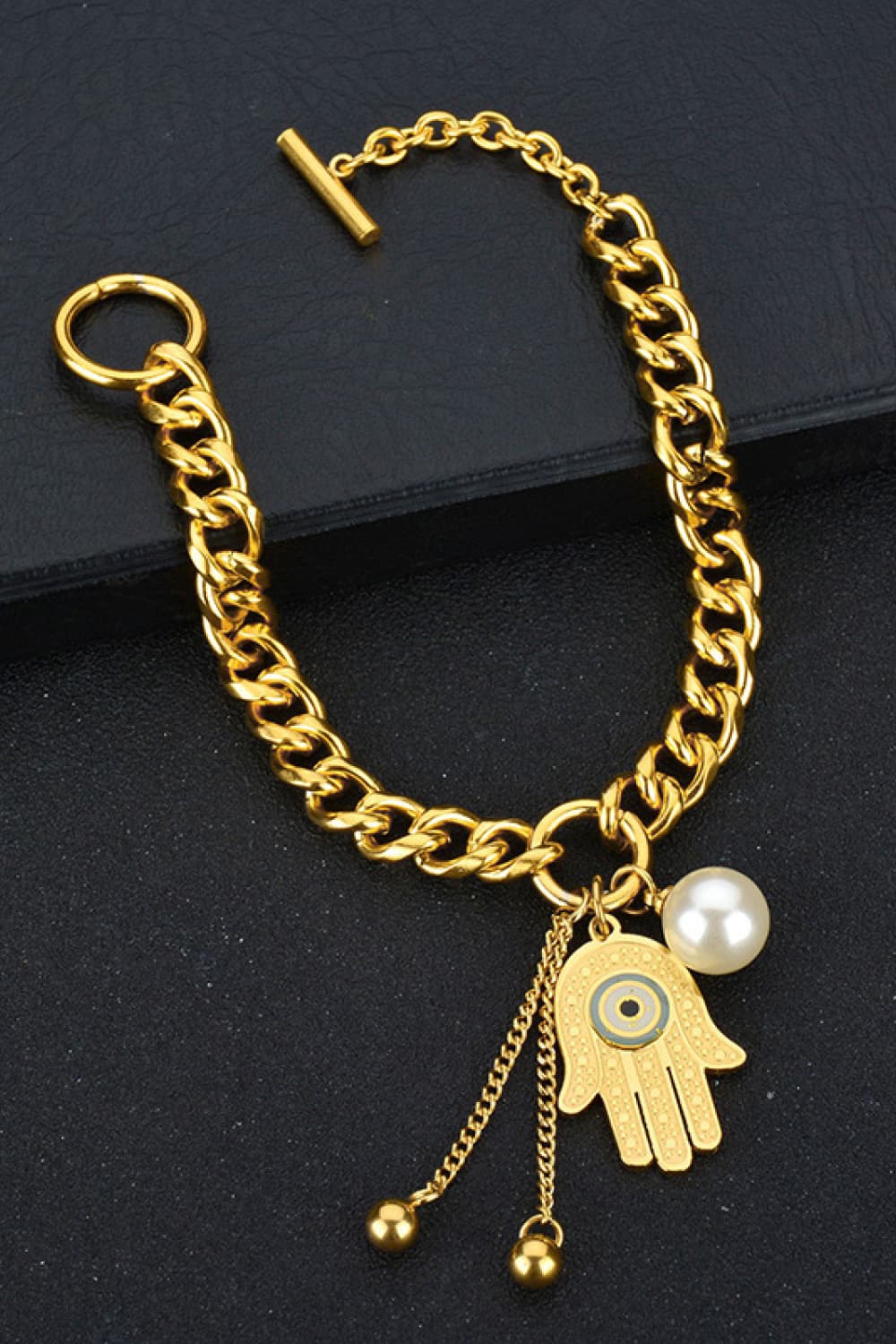 Hamsa Hand Chunky Chain Bracelet - Gold / One Size - Women’s Jewelry - Bracelets - 1 - 2024