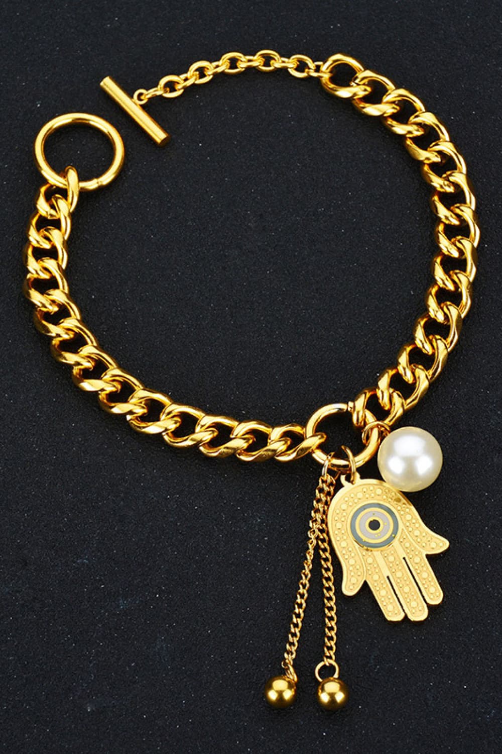 Hamsa Hand Chunky Chain Bracelet - Gold / One Size - Women’s Jewelry - Bracelets - 3 - 2024