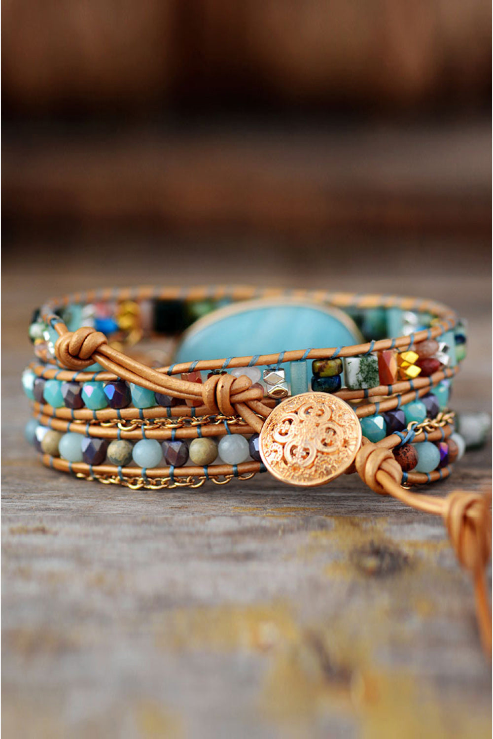 Handmade Natural Stone Beaded Triple Layer Bracelet - Blue / One Size - Women’s Jewelry - Bracelets - 4 - 2024