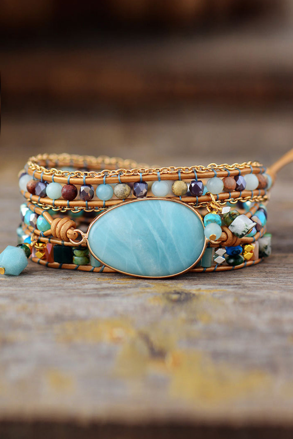 Handmade Natural Stone Beaded Triple Layer Bracelet - Blue / One Size - Women’s Jewelry - Bracelets - 3 - 2024