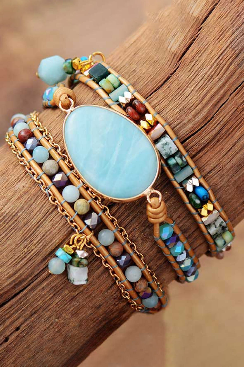 Handmade Natural Stone Beaded Triple Layer Bracelet - Blue / One Size - Women’s Jewelry - Bracelets - 5 - 2024
