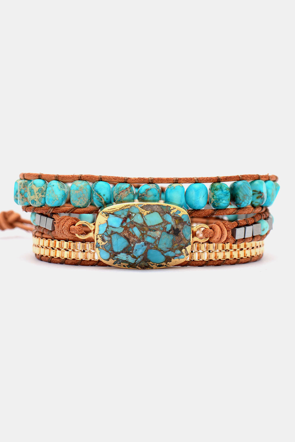 Handmade Natural Stone Copper Bracelet - Gold / One Size - Women’s Jewelry - Bracelets - 2 - 2024