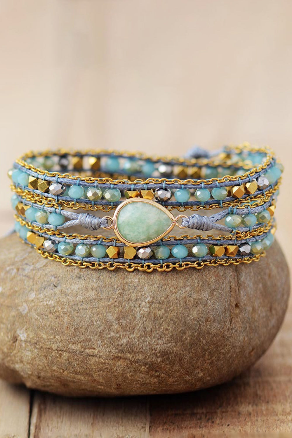 Handmade Teardrop Shape Triple Layer Beaded Bracelet - Blue / One Size - Women’s Jewelry - Bracelets - 4 - 2024