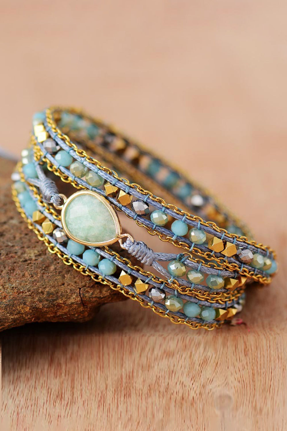 Handmade Teardrop Shape Triple Layer Beaded Bracelet - Blue / One Size - Women’s Jewelry - Bracelets - 2 - 2024