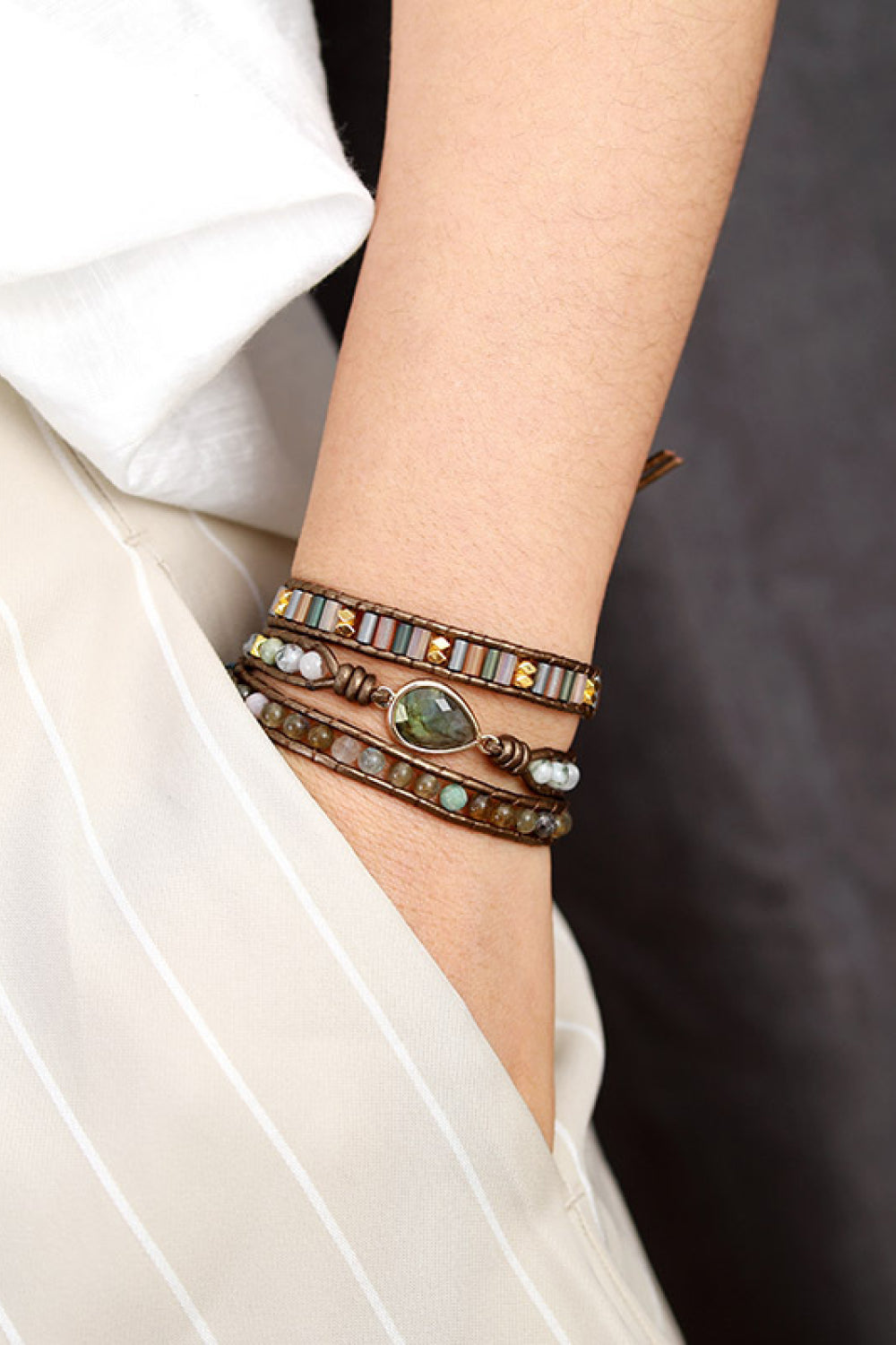 Handmade Triple Layer Beaded Bracelet - Brown / One Size - Women’s Jewelry - Bracelets - 2 - 2024