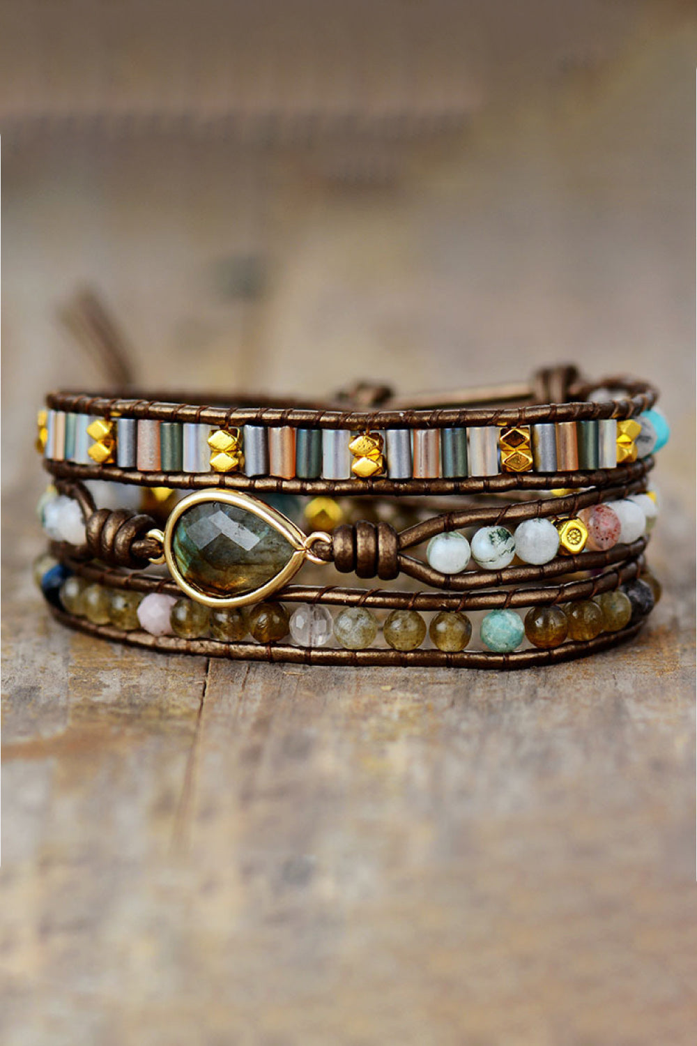 Handmade Triple Layer Beaded Bracelet - Brown / One Size - Women’s Jewelry - Bracelets - 4 - 2024
