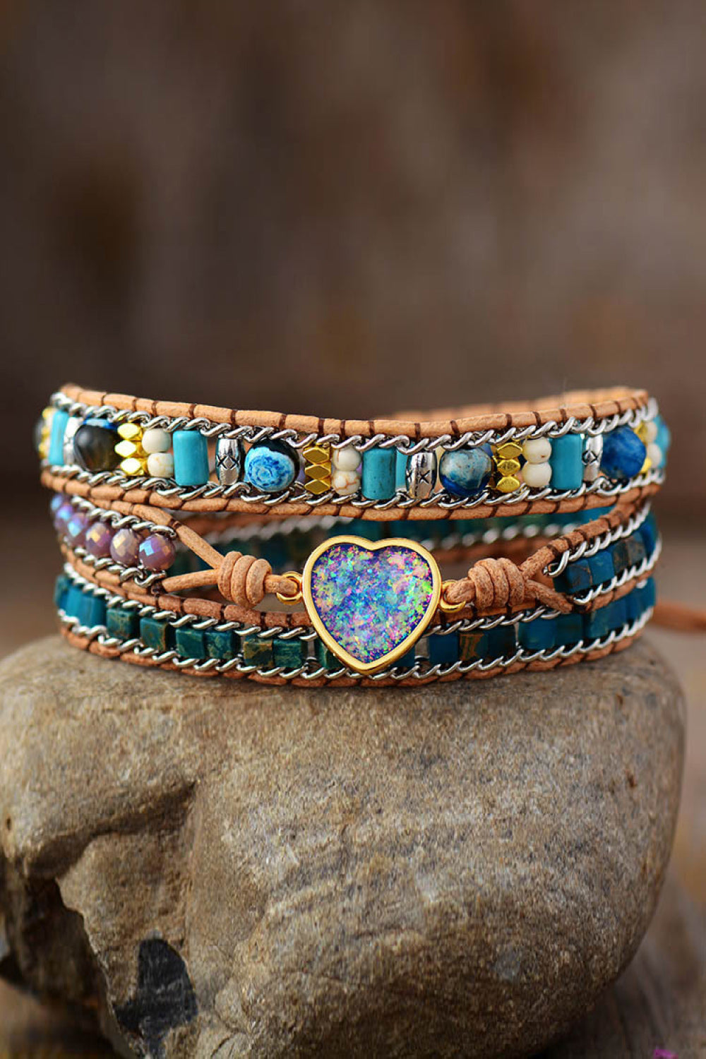 Heart Layered Bracelet - Blue / One Size - Women’s Jewelry - Bracelets - 1 - 2024