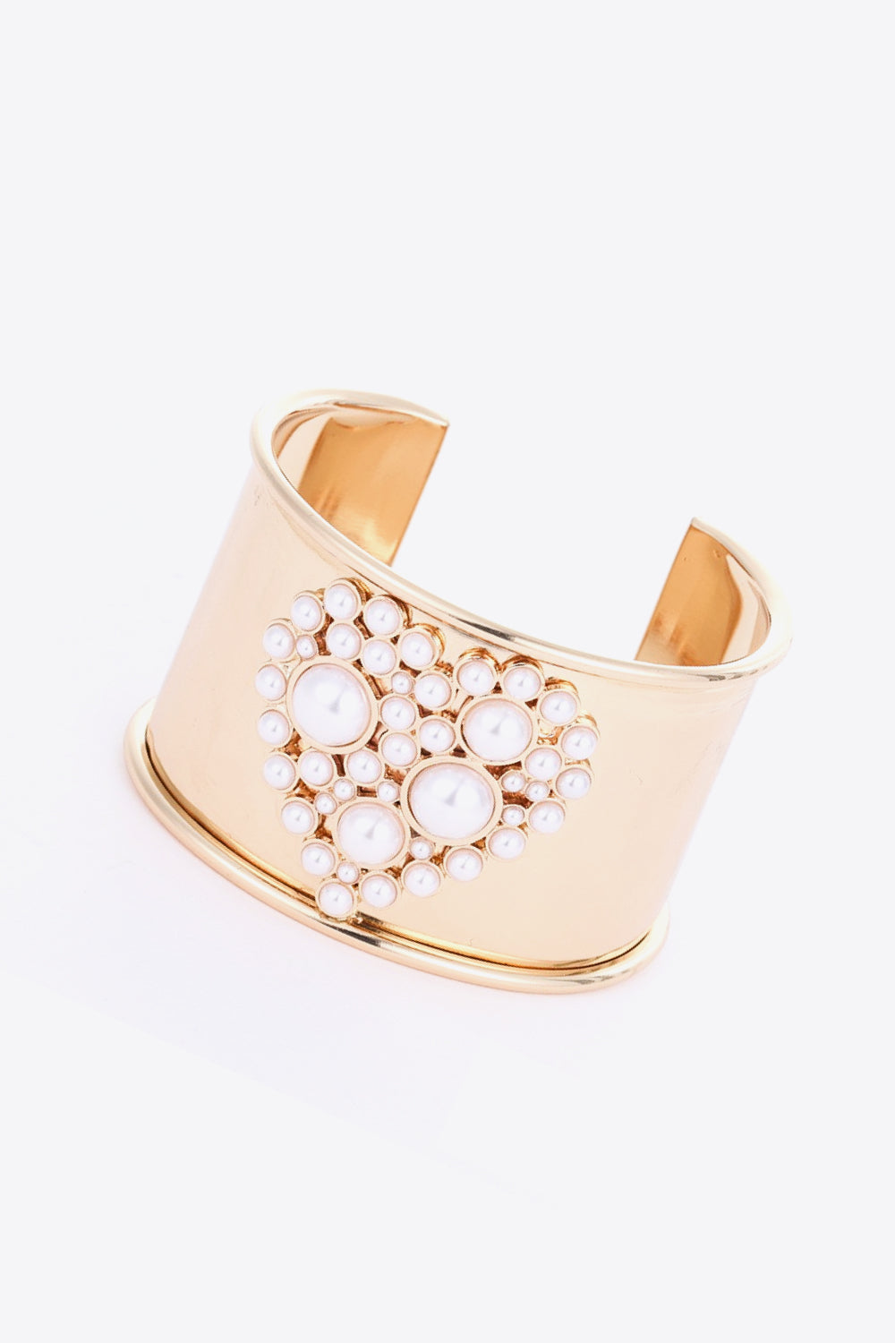 Heart Pearl Open Bracelet - Gold / One Size - Women’s Jewelry - Bracelets - 3 - 2024