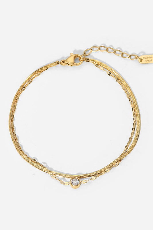 Icing on the Cake Rhinestone Double-Layered Bracelet - Gold / One Size - Women’s Jewelry - Bracelets - 1 - 2024