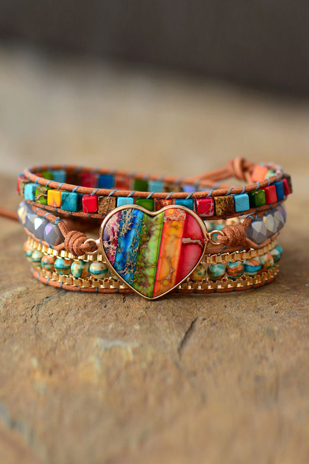 Imperial Jasper & Crystal Layered Bracelet - Multicolor / One Size - Women’s Jewelry - Bracelets - 2 - 2024