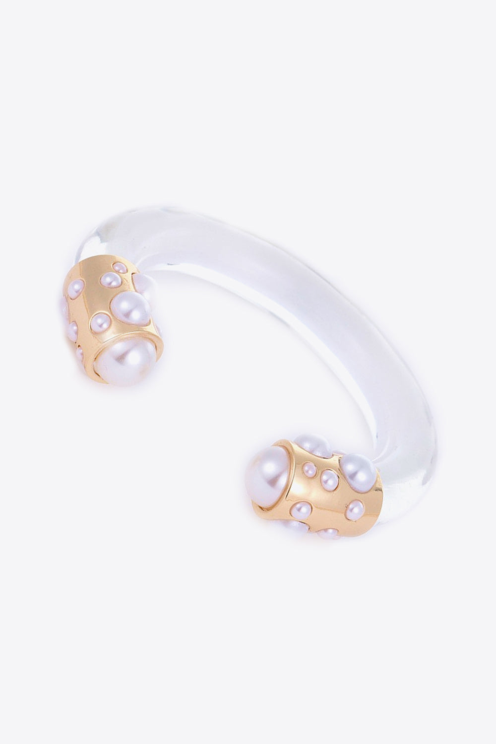 Inlaid Pearl Open Bracelet - Gold / One Size - Women’s Jewelry - Bracelets - 2 - 2024