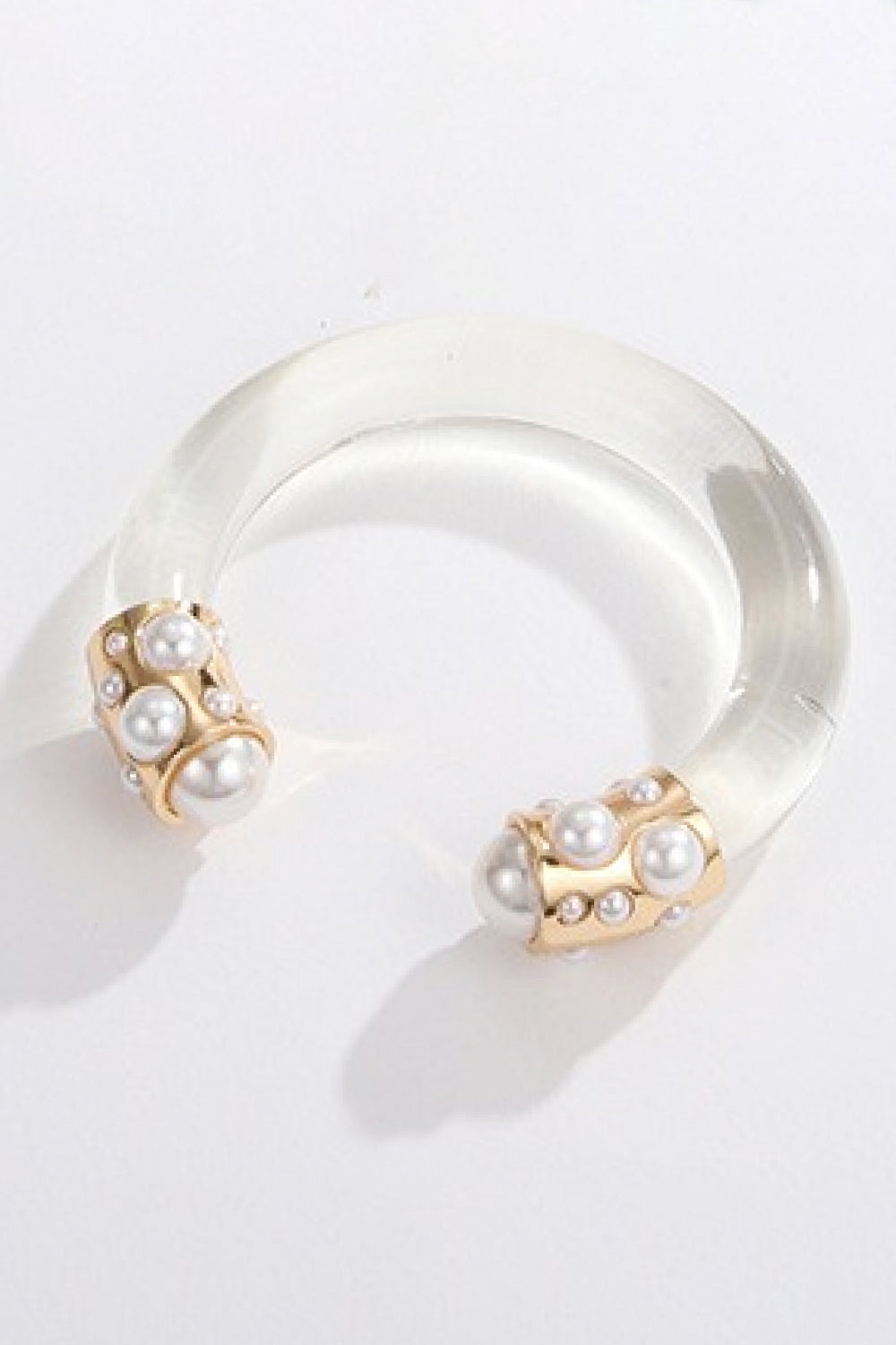 Inlaid Pearl Open Bracelet - Gold / One Size - Women’s Jewelry - Bracelets - 3 - 2024