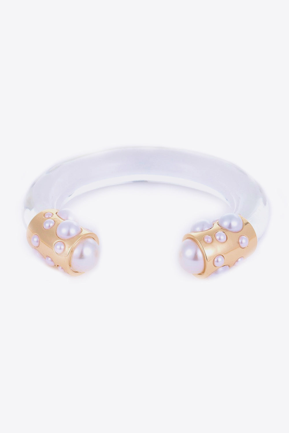 Inlaid Pearl Open Bracelet - Gold / One Size - Women’s Jewelry - Bracelets - 1 - 2024