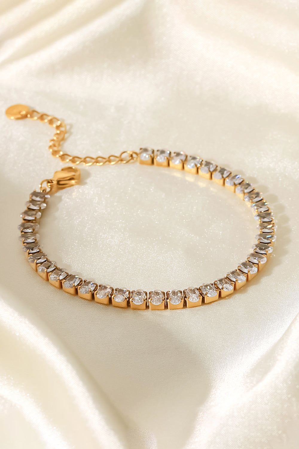 Inlaid Zircon 18K Gold Plated Bracelet - Gold / One Size - Women’s Jewelry - Bracelets - 4 - 2024