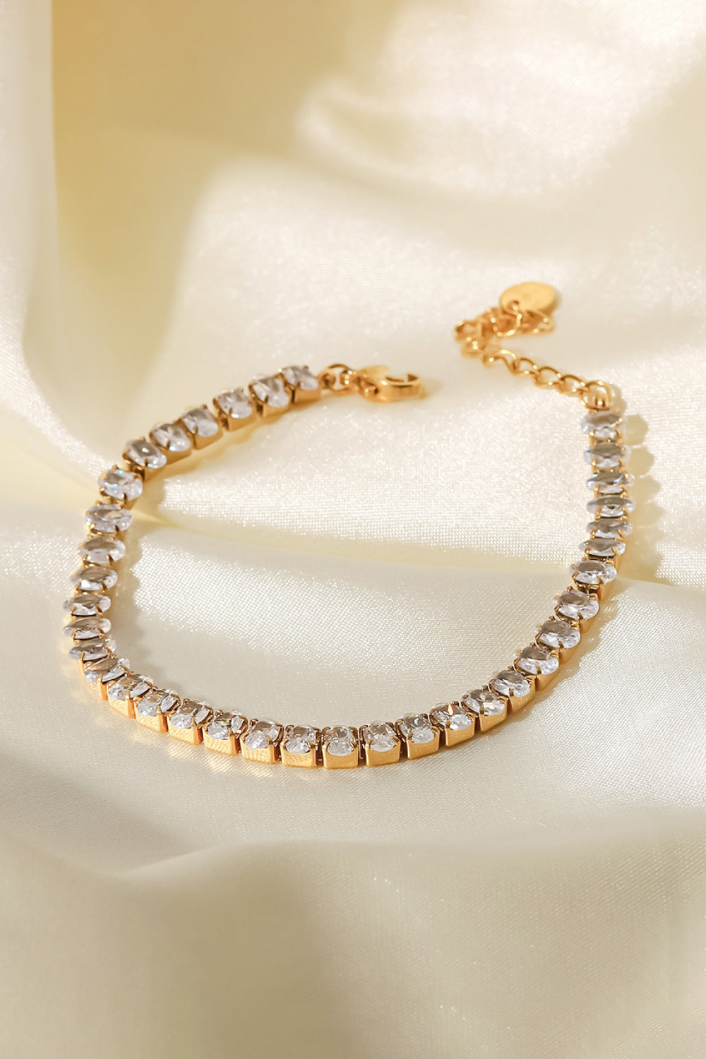 Inlaid Zircon 18K Gold Plated Bracelet - Gold / One Size - Women’s Jewelry - Bracelets - 5 - 2024