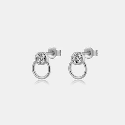 Inlaid Zircon 925 Sterling Silver Stud Earrings - Silver / One Size - Women’s Jewelry - Earrings - 2 - 2024