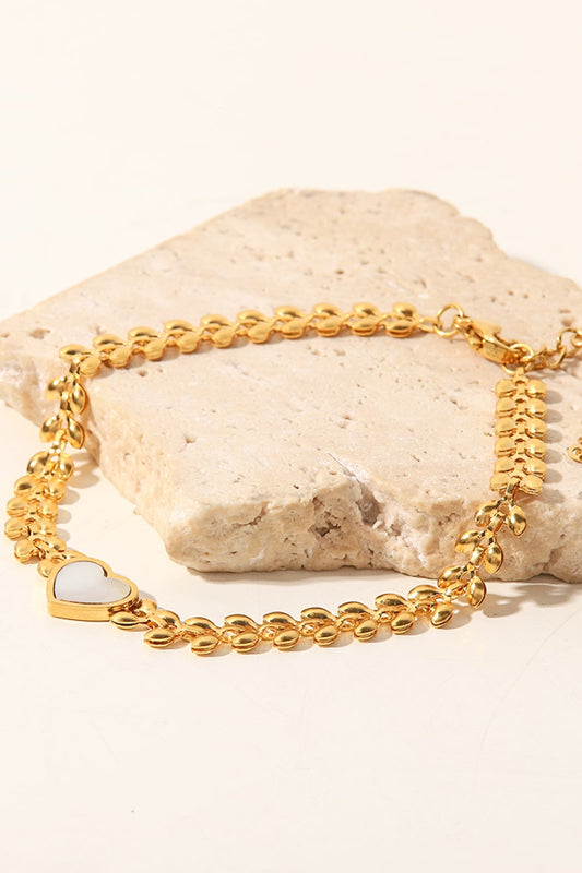 Leaf Chain Heart Bracelet - Gold / One Size - Women’s Jewelry - Bracelets - 2 - 2024