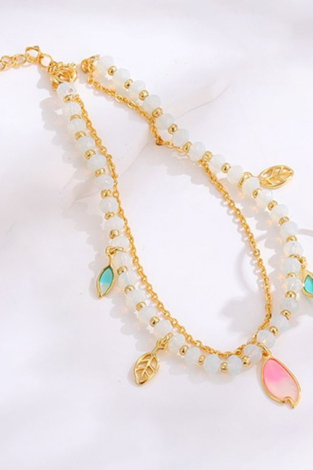 Leaf Charm Layered Bracelet - Gold / One Size - Women’s Jewelry - Bracelets - 3 - 2024