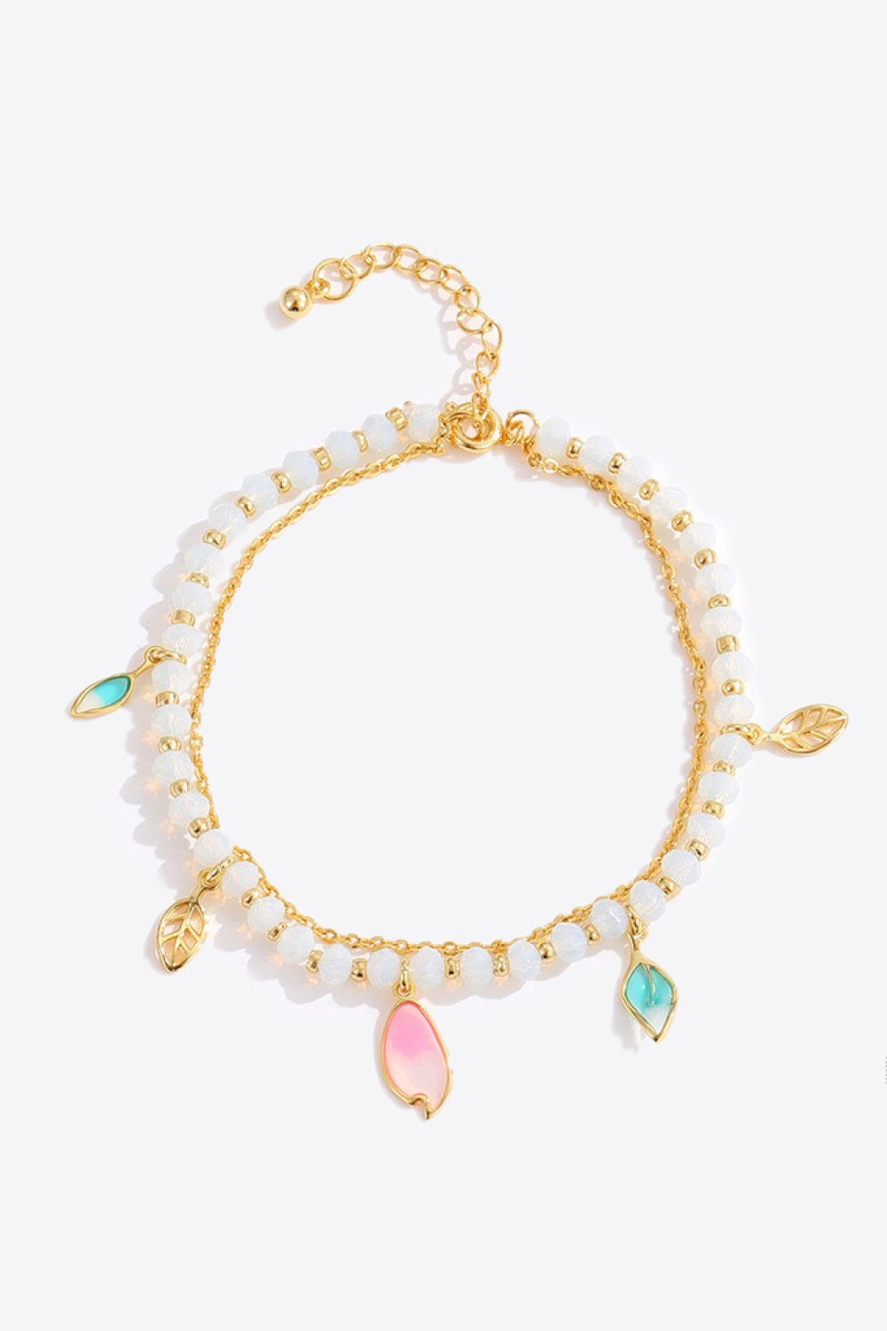 Leaf Charm Layered Bracelet - Gold / One Size - Women’s Jewelry - Bracelets - 1 - 2024