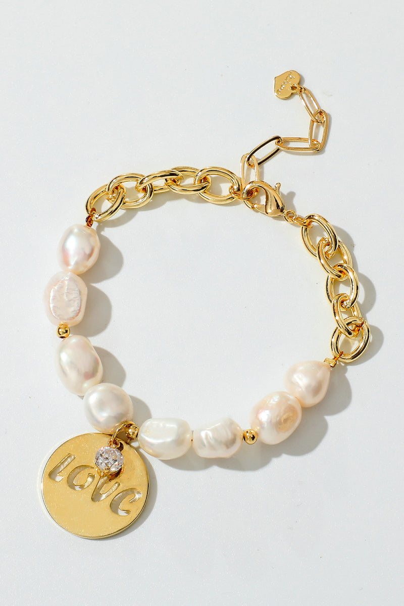 LOVE Freshwater Pearl Bracelet - Gold / One Size - Women’s Jewelry - Bracelets - 1 - 2024