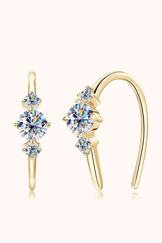 Moissanite 925 Sterling Silver Earrings - Gold / One Size - Women’s Jewelry - Earrings - 1 - 2024