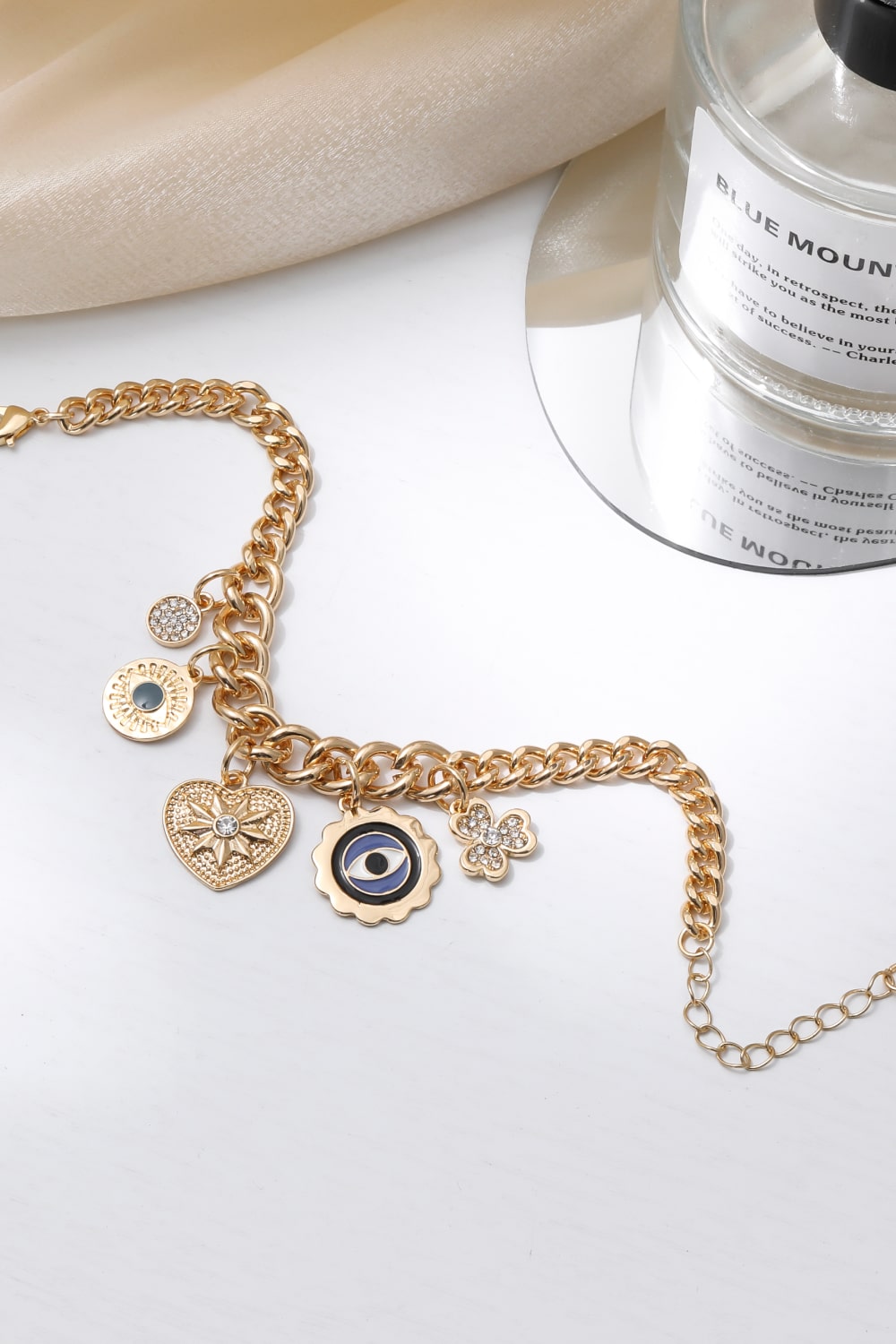 Multi-Charm Chunky Chain Bracelet - Gold / One Size - Women’s Jewelry - Bracelets - 3 - 2024