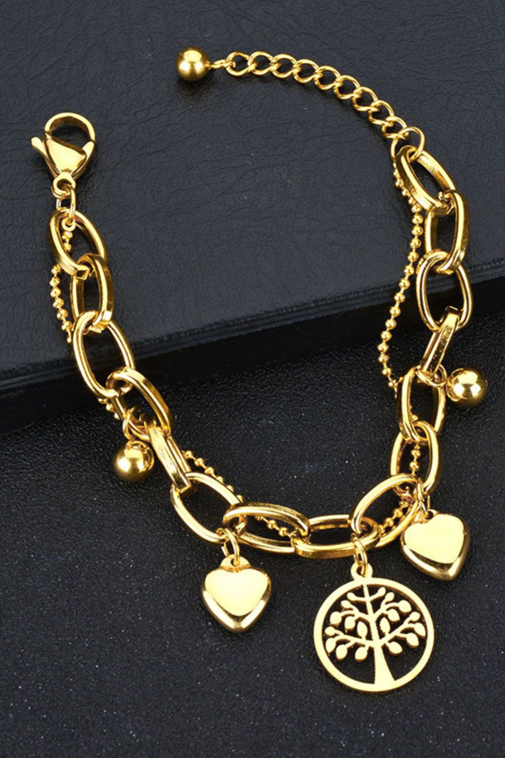 Multi Charm Chunky Chain Bracelet - Gold / One Size - Women’s Jewelry - Bracelets - 2 - 2024