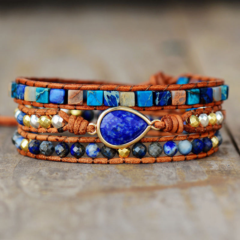 Natural Stone Layered Bracelet - Blue / One Size - Women’s Jewelry - Bracelets - 3 - 2024
