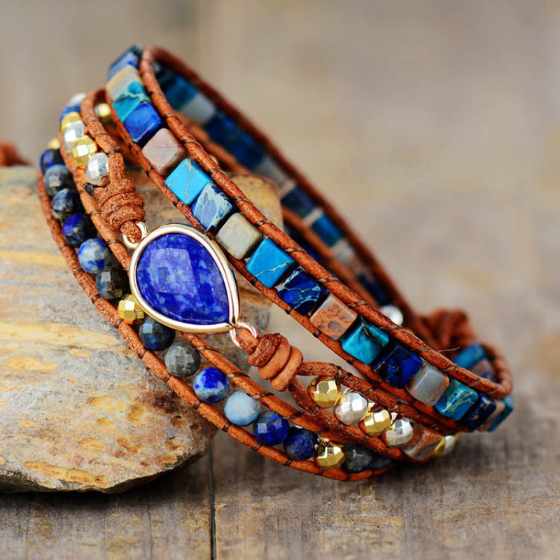 Natural Stone Layered Bracelet - Blue / One Size - Women’s Jewelry - Bracelets - 4 - 2024