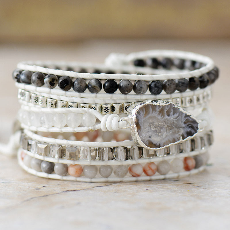 Natural Stone Layered Bracelet - White / One Size - Women’s Jewelry - Bracelets - 2 - 2024