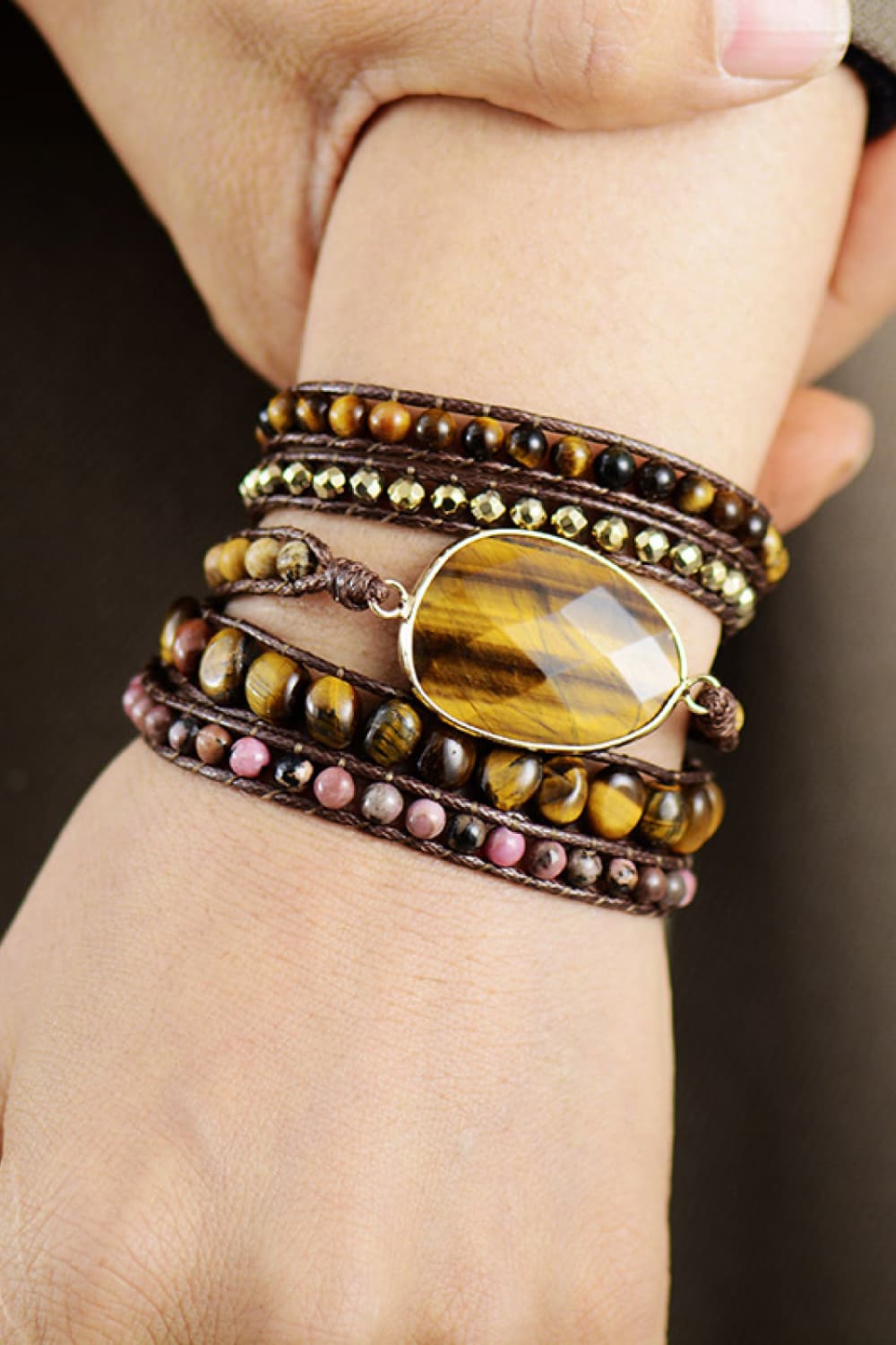 Natural Stone Layered Bracelet - Yellow / One Size - Women’s Jewelry - Bracelets - 1 - 2024
