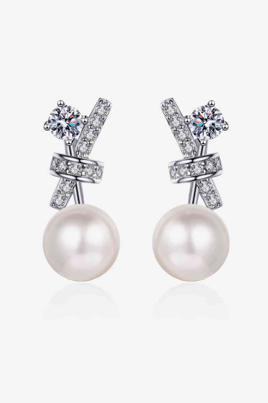 Pearl Moissanite Stud Earrings - Silver / One Size - Women’s Jewelry - Earrings - 7 - 2024