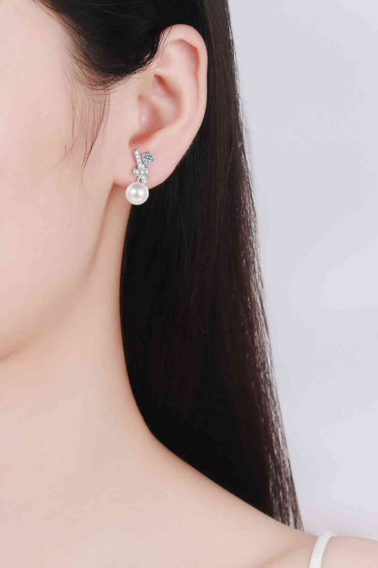 Pearl Moissanite Stud Earrings - Silver / One Size - Women’s Jewelry - Earrings - 2 - 2024