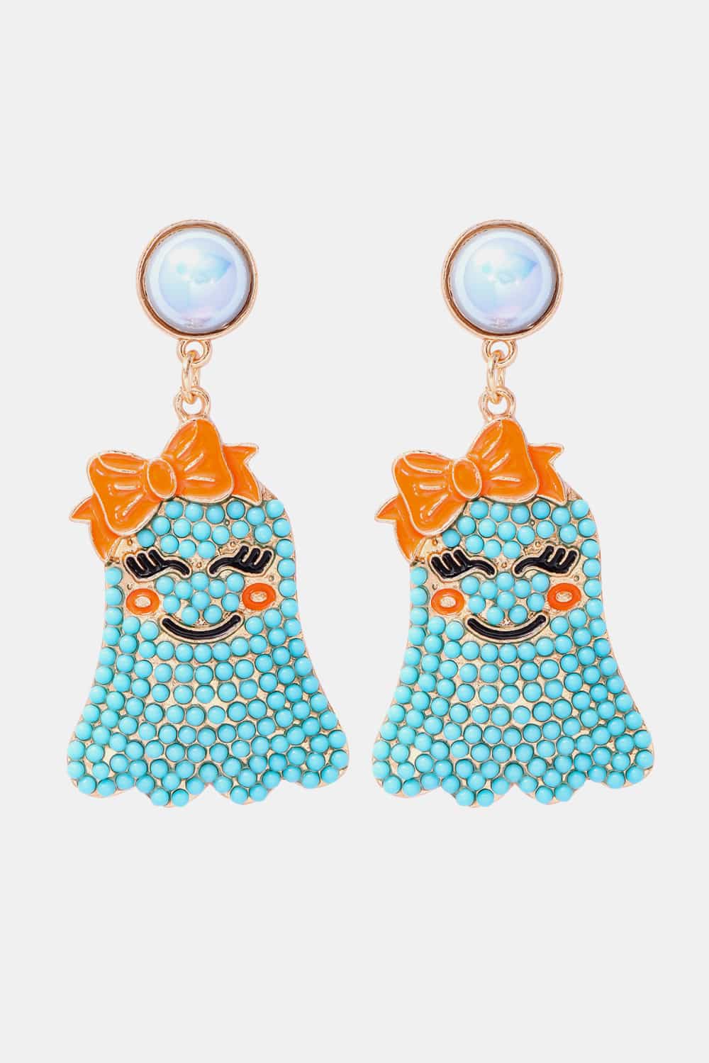Smiling Ghost Shape Synthetic Pearl Earrings - Blue / One Size - Women’s Jewelry - Earrings - 3 - 2024