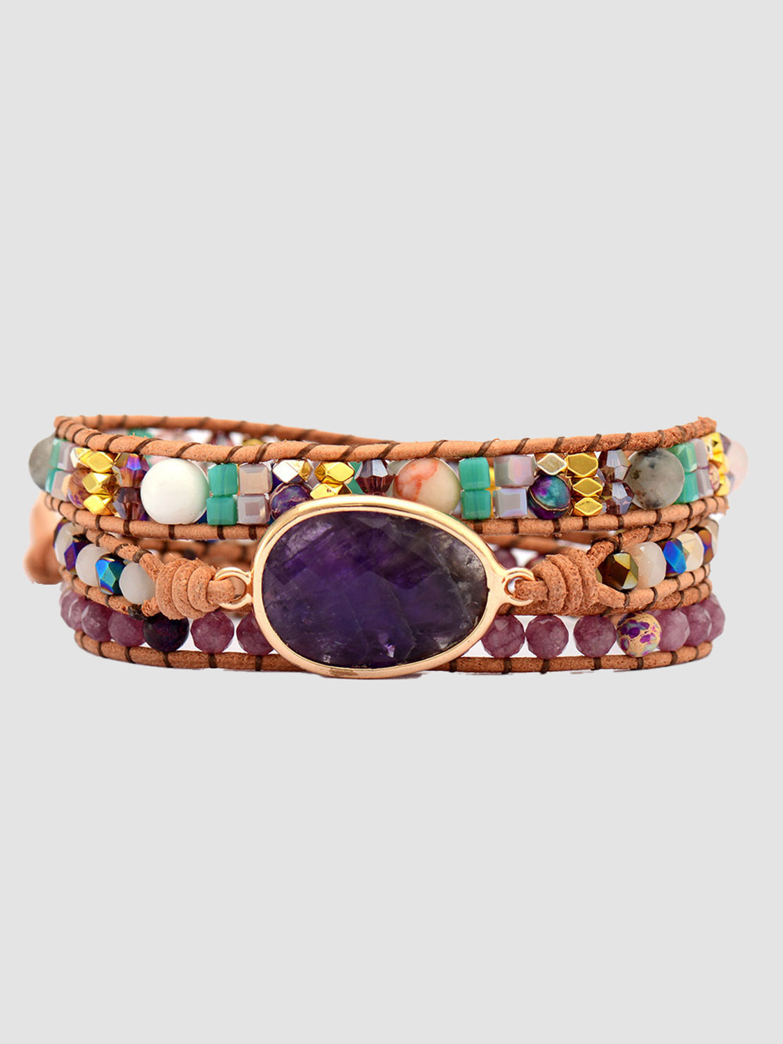 Triple-Layer Amethyst Bracelet - Purple / One Size - Women’s Jewelry - Bracelets - 5 - 2024