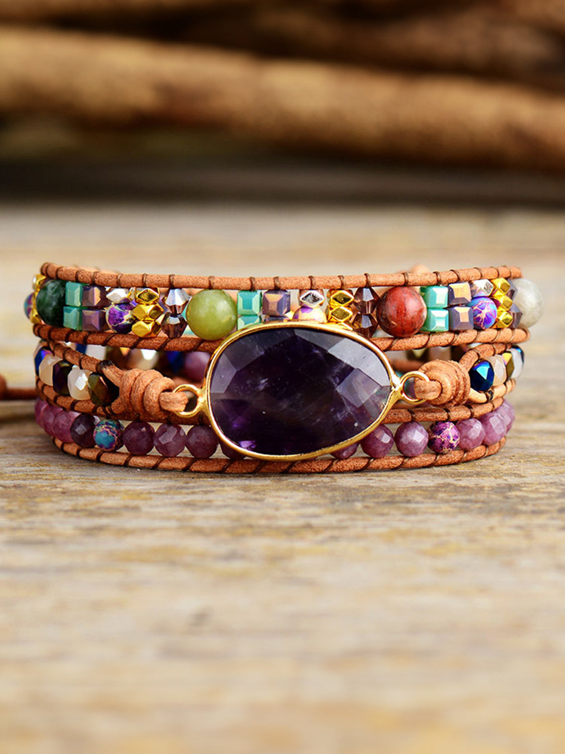 Triple-Layer Amethyst Bracelet - Purple / One Size - Women’s Jewelry - Bracelets - 2 - 2024