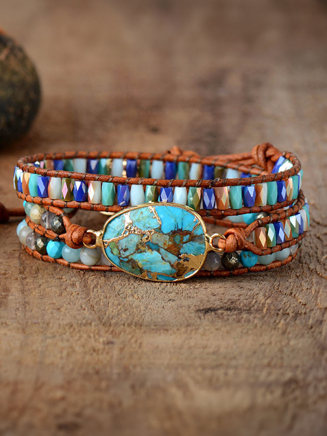 Triple-Layer Natural Stone Bracelet - Blue / One Size - Women’s Jewelry - Bracelets - 2 - 2024