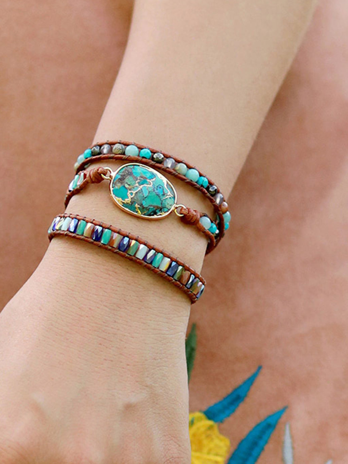 Triple-Layer Natural Stone Bracelet - Blue / One Size - Women’s Jewelry - Bracelets - 3 - 2024