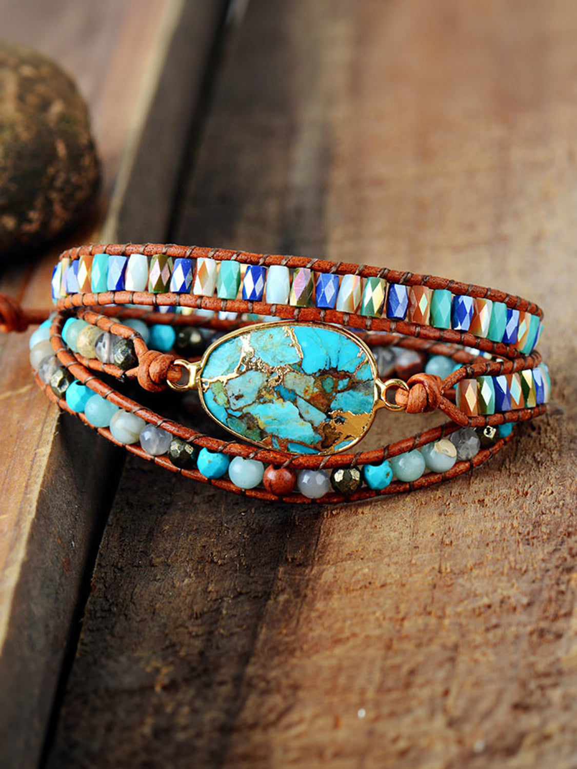 Triple-Layer Natural Stone Bracelet - Blue / One Size - Women’s Jewelry - Bracelets - 1 - 2024