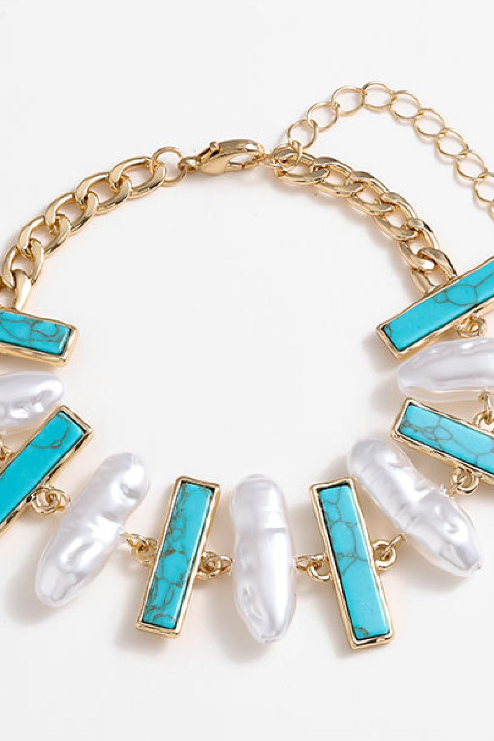 Turquoise Alloy Bracelet - Gold / One Size - Women’s Jewelry - Bracelets - 2 - 2024