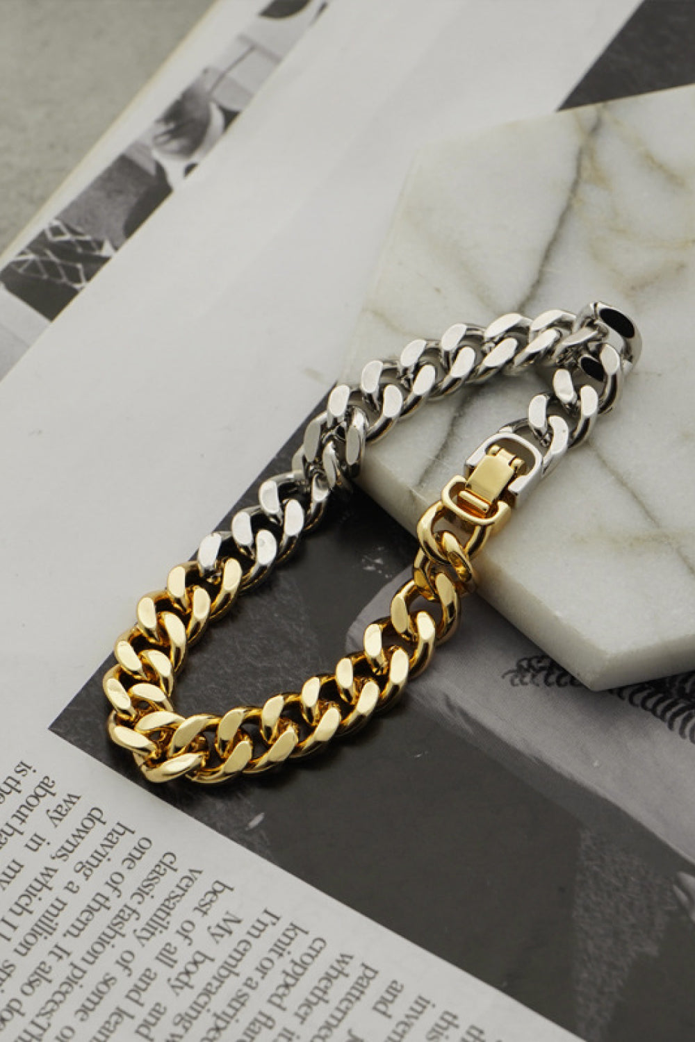 Two-Tone Chunky Chain Bracelet - Multi / One Size - Women’s Jewelry - Bracelets - 3 - 2024