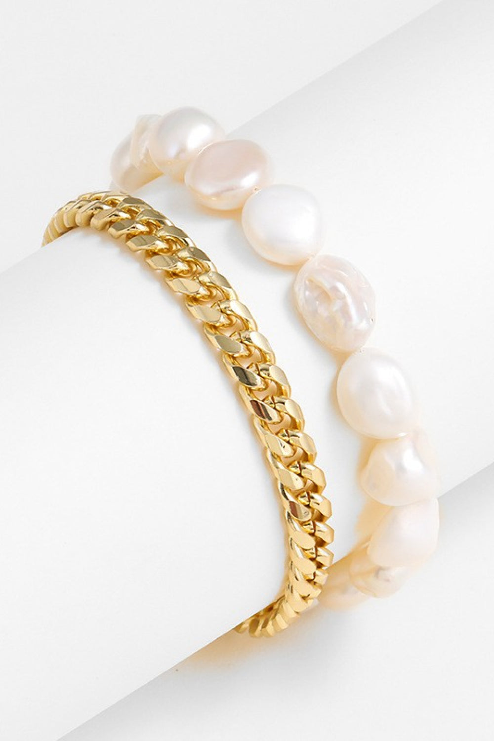 Two-Tone Double-Layered Bracelet - Gold / One Size - Women’s Jewelry - Bracelets - 2 - 2024