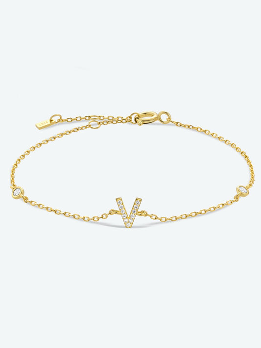 V To Z Zircon 925 Sterling Silver Bracelet - V/Gold / One Size - Women’s Jewelry - Bracelets - 1 - 2024