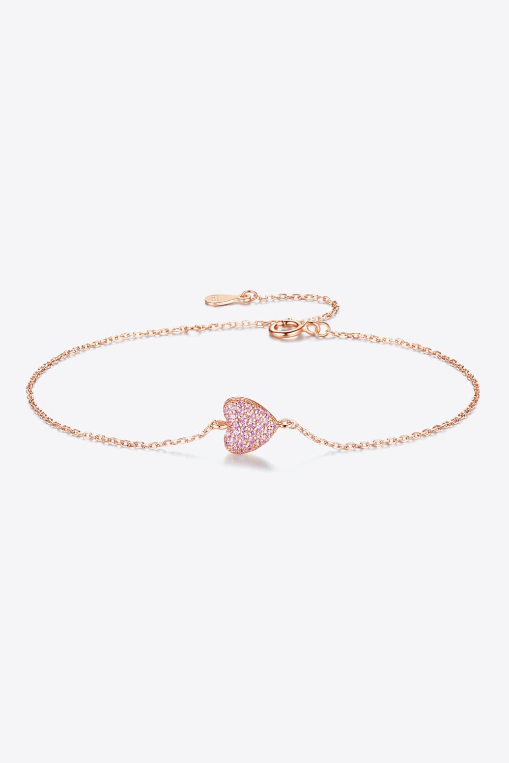 Zircon Heart 925 Sterling Silver Bracelet - Rose Gold / One Size - Women’s Jewelry - Bracelets - 8 - 2024